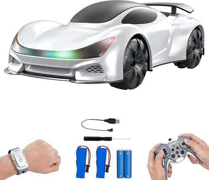 Remote Control CarGesture Sensing RC CarDrift RC Stunt Cars with Light Spray &amp Sound 2.4GHz Hobby RC Cars Toy for KidsDual Control 360° Rotate Birthday Gifts for Boys Girls 6+ (White)