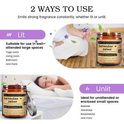 KOTKAS Amber Lavender Eucalyptus Candles for Home Scented - Aromatherapy Soy Candles Non Toxic Calming Candle Gifts for Women Relaxation Stress Relief Soothing Yoga Meditation Spa Bath Relaxing, 8oz