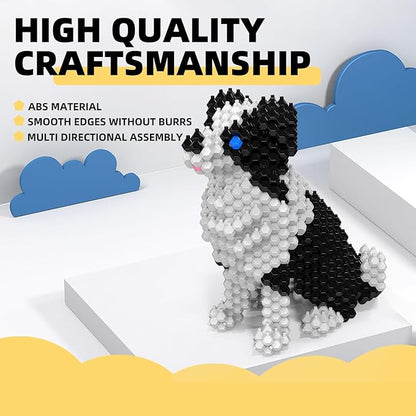 Cute Dog Building Animal Sets Extremely Challenging STEM Building Blocks Decor for Adults Kids Micro 3D Educational Toys for Boys Girls Ages 8 and UpBorder Collie