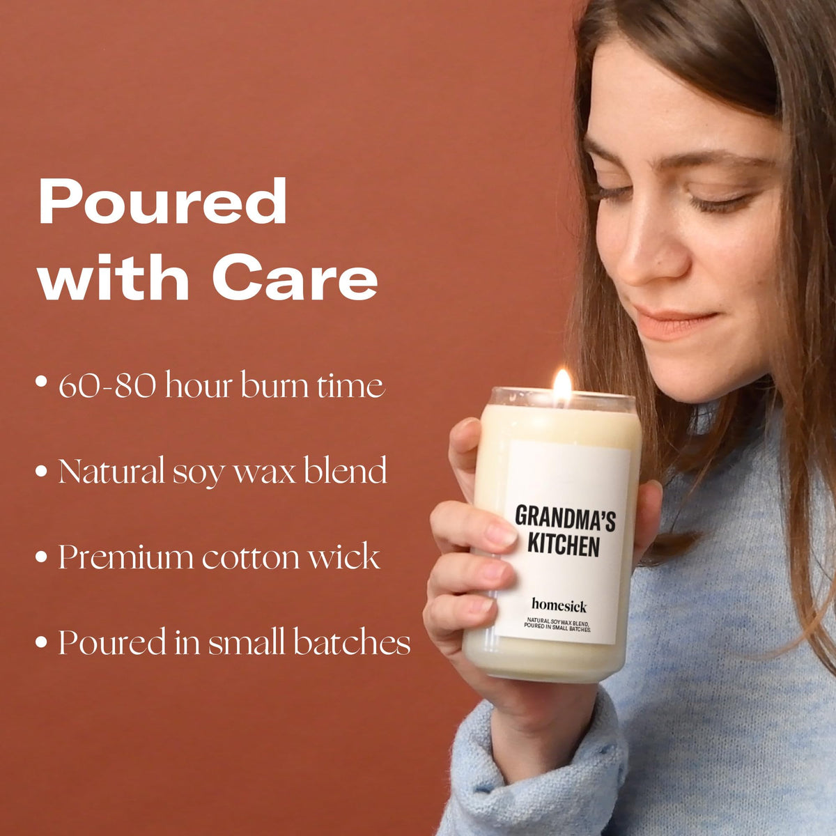 Homesick Scented Candles for Home (Grandma's Kitchen) - 13.75 oz Long-Lasting Natural Soy Wax Blend Jar Candle Gifts for Women & Men, 60-80 Hours Burn Time - Notes of Butter, Apple & Cream