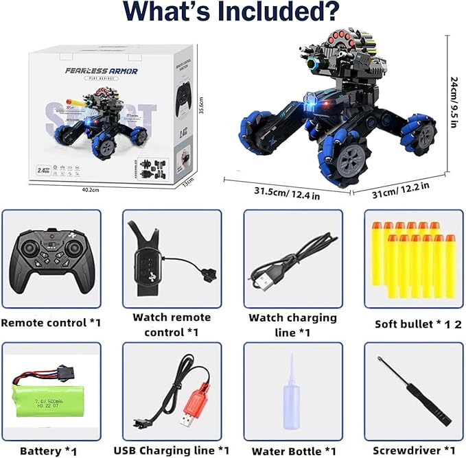 RC Tank that Shoots Gesture Sensing RC Tank 2.4GHz Battle Soft Bullets Hand Control Car Drift Remote Control Trucks for Boys &amp Girls 8-12 Remote Control Tank with Light Music