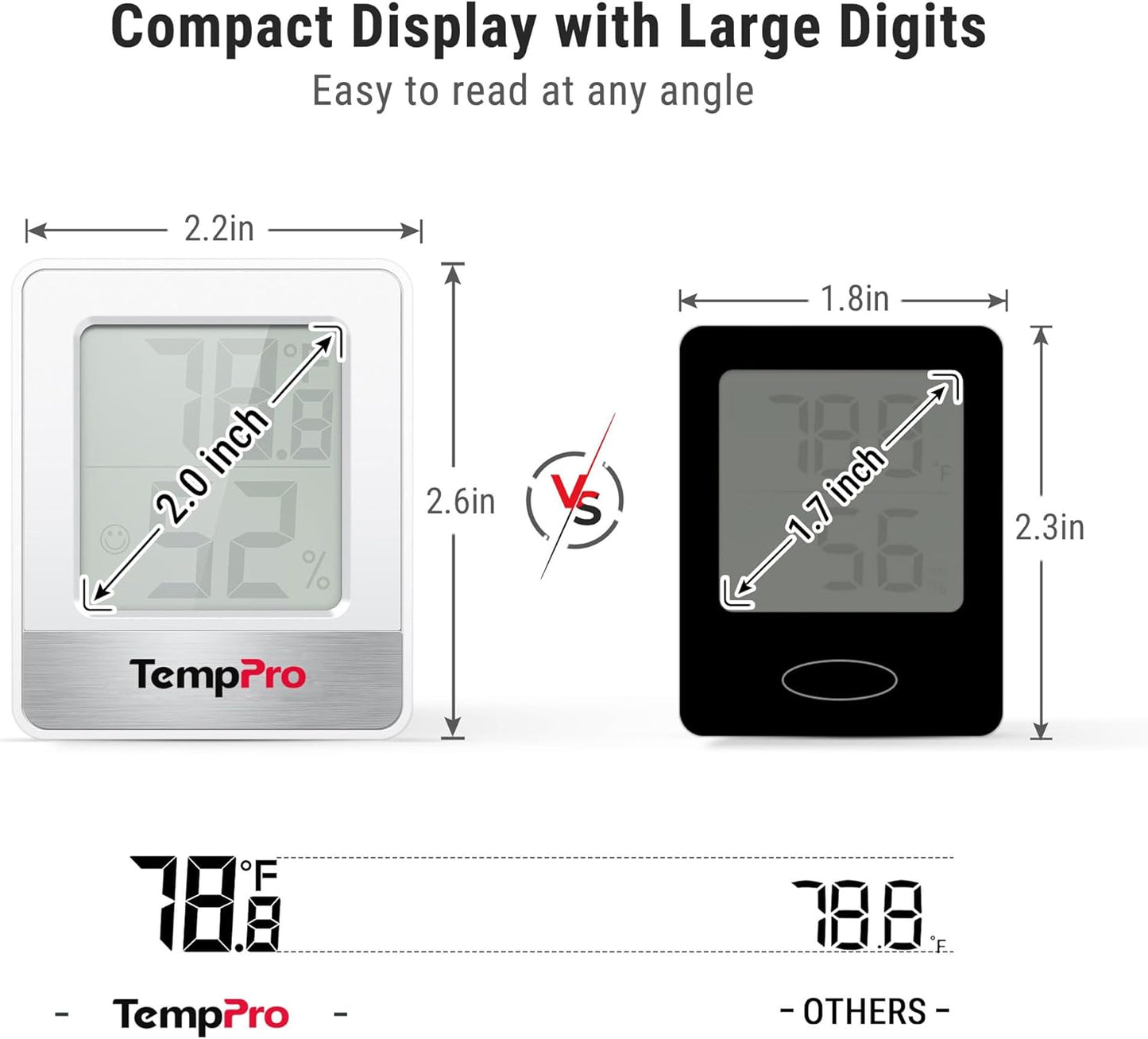 TempPro TP49 Digital Hygrometer & Indoor Thermometer - Accurate Temperature & Humidity Monitor | Compact Design