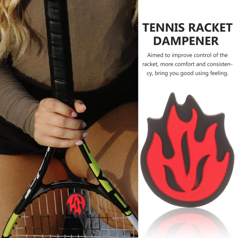 Kisangel Tennis Racket Vibration Dampener, Fire Flame Silicone Shock Absorber Red Tennis Dampners for Enhanced Comfort and Control