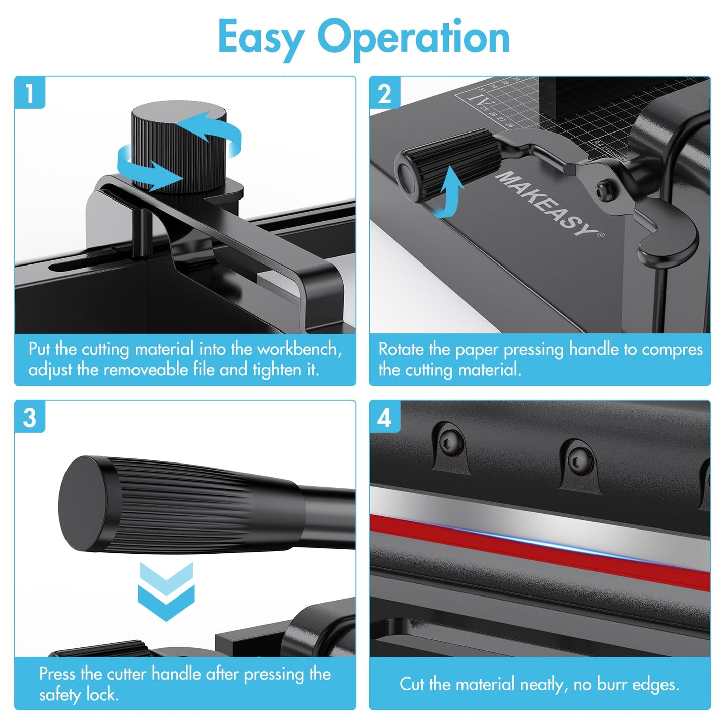 Paper Cutter 12 Inch, Heavy Duty Paper Cutter for A4 Paper, Guillotine Paper Cutter 400 Sheet Capacity, Solid Steel Construction
