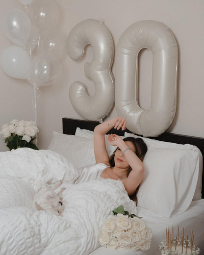 Cream Number Balloon 40 Inch, Cream 0 Number Balloons, 10 20 30 40 50 Numbers Balloon Birthday Decorations, Party Supplies for Women Men