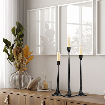 Iron Taper Candle Holder Set of 3 - Decorative Tall Candle Stand, Candlestick Holder for Wedding, Dining Table, Party Decoration