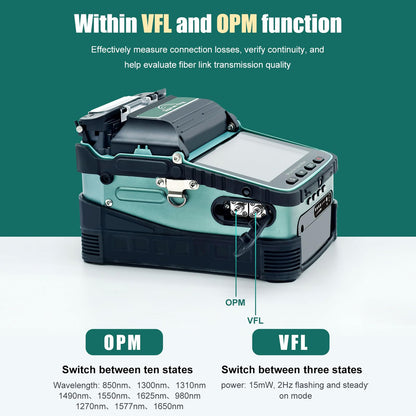 Signal fire AI-6A+ Fusion Splicing Six Motor Core Alignment Fiber Fusion Splicer with OPM and VFL, Automatic FTTH Fiber Optical Welding Splicing Machine Splicing 8S Heating 18S