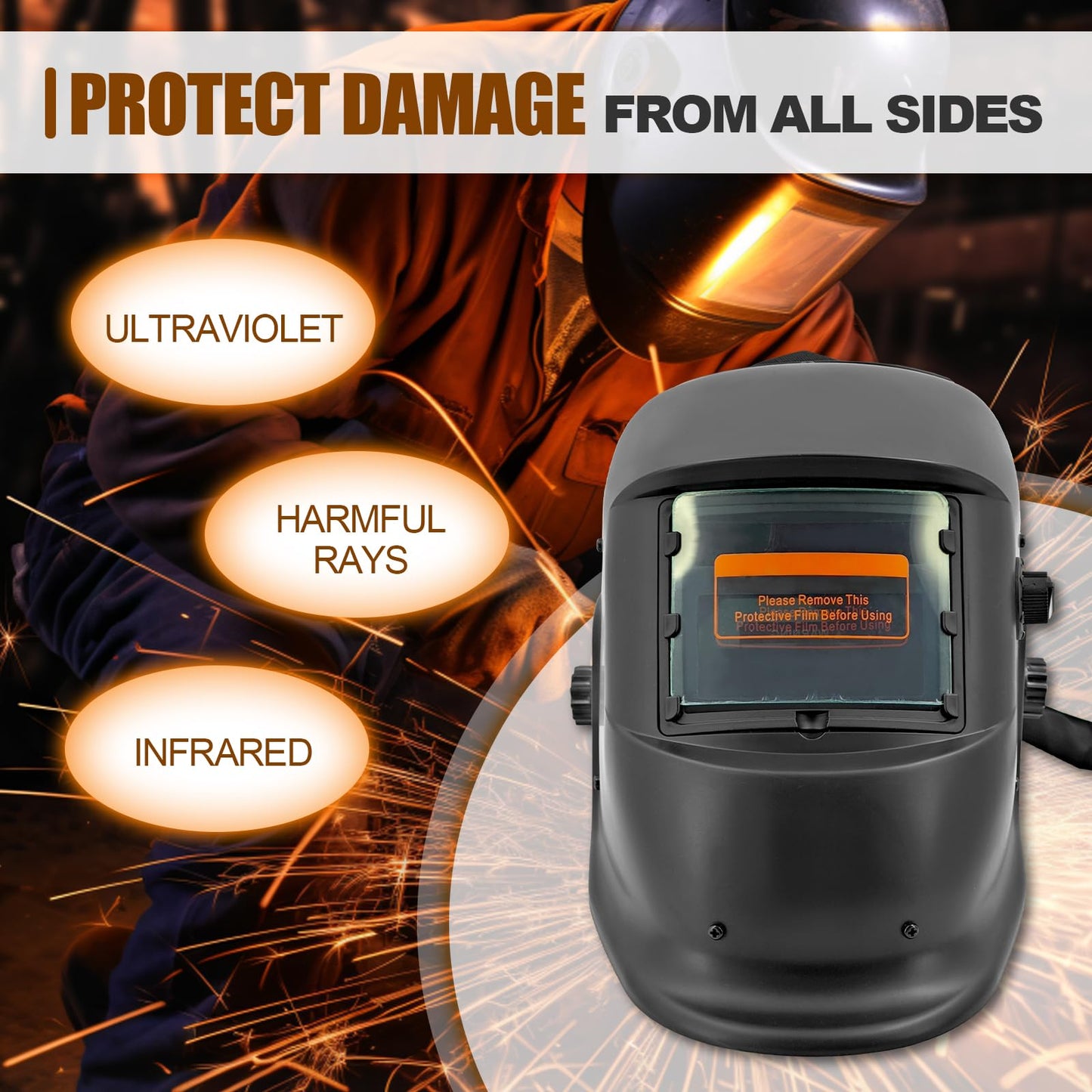 Auto Darkening Welding Helmet with PAPR Respirator System, Large Viewing Welding Hood Powered Air Purifying Respirators with Fan