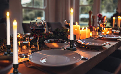SoulBay 6pcs Christmas Decorations Window Candles with Remote Timer, 7.9inch Battery Operated Flameless Flicker LED Taper Candle Lights w/Black Holders for Home Party Indoor Windowsill Décor