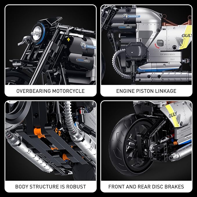 HIGH GODO 1:8 Motorcycle Building Set Technic MOC Motorcycle Model Kit for Adults Collectible Cool Toys Gifts for Teens 14+ (508 PCS)