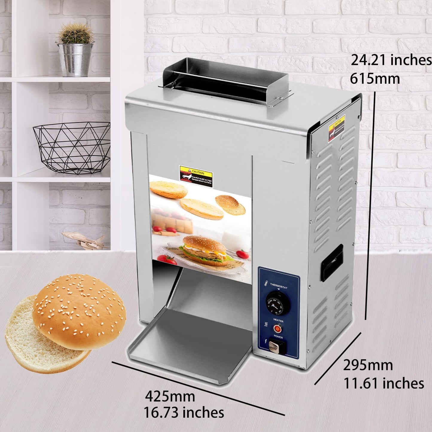 Kolice Commercial Fully Automatic Burger Machine, Electric Chain Type Toast/Bun/Bread Baking Heating Machine,Temperature Adjustable, Thickness Adjustable
