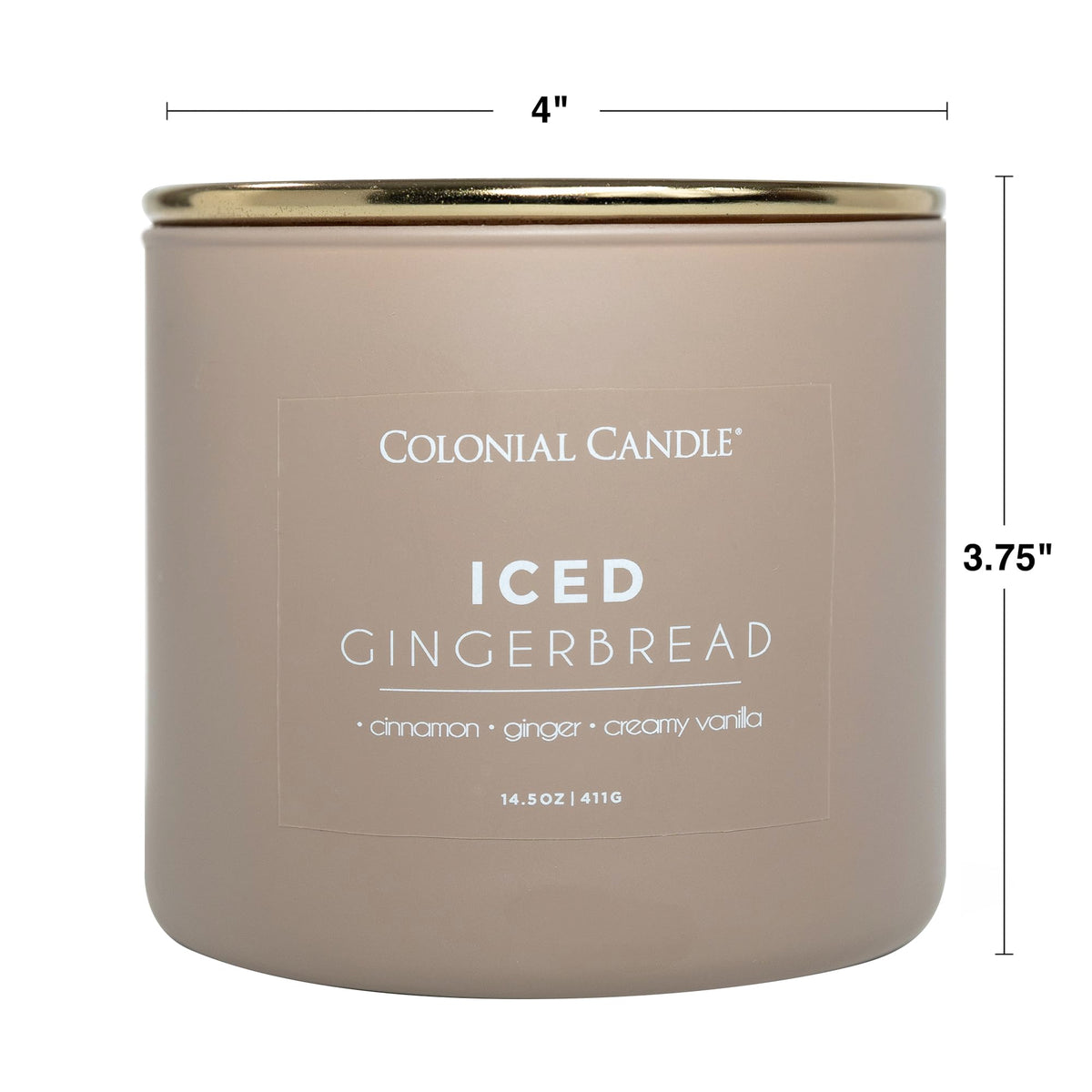 Colonial Candle Iced Gingerbread Scented Jar Candle, Pop of Color Collection, 3 Wick, 14.5 oz - Up to 60 Hours Burn
