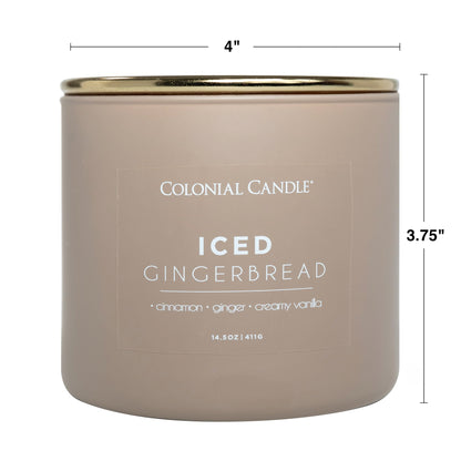 Colonial Candle Iced Gingerbread Scented Jar Candle, Pop of Color Collection, 3 Wick, 14.5 oz - Up to 60 Hours Burn