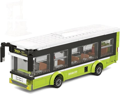 General Jim's City Bus Building Blocks Set - 415-Piece Urban Playset with Functional Doors Removable Top and Bus Stop - Compatible with Major Brick Building Brands