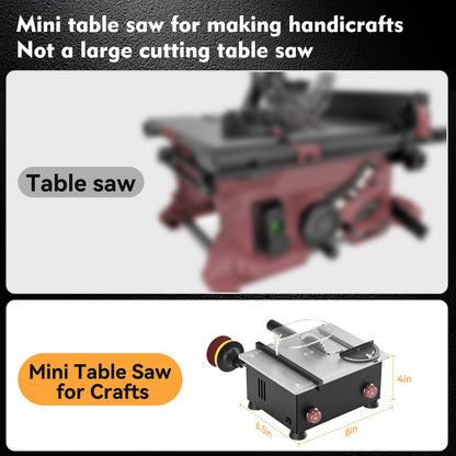 Mini Table Saw for Crafts[Dual 795 Motors & Switches] Max 200W/12,000RPM/26mm Adjustable Height Table Saw with Accessories.Gift for Men and Women's Creating Handmade Gifts,Exploring Hobbies