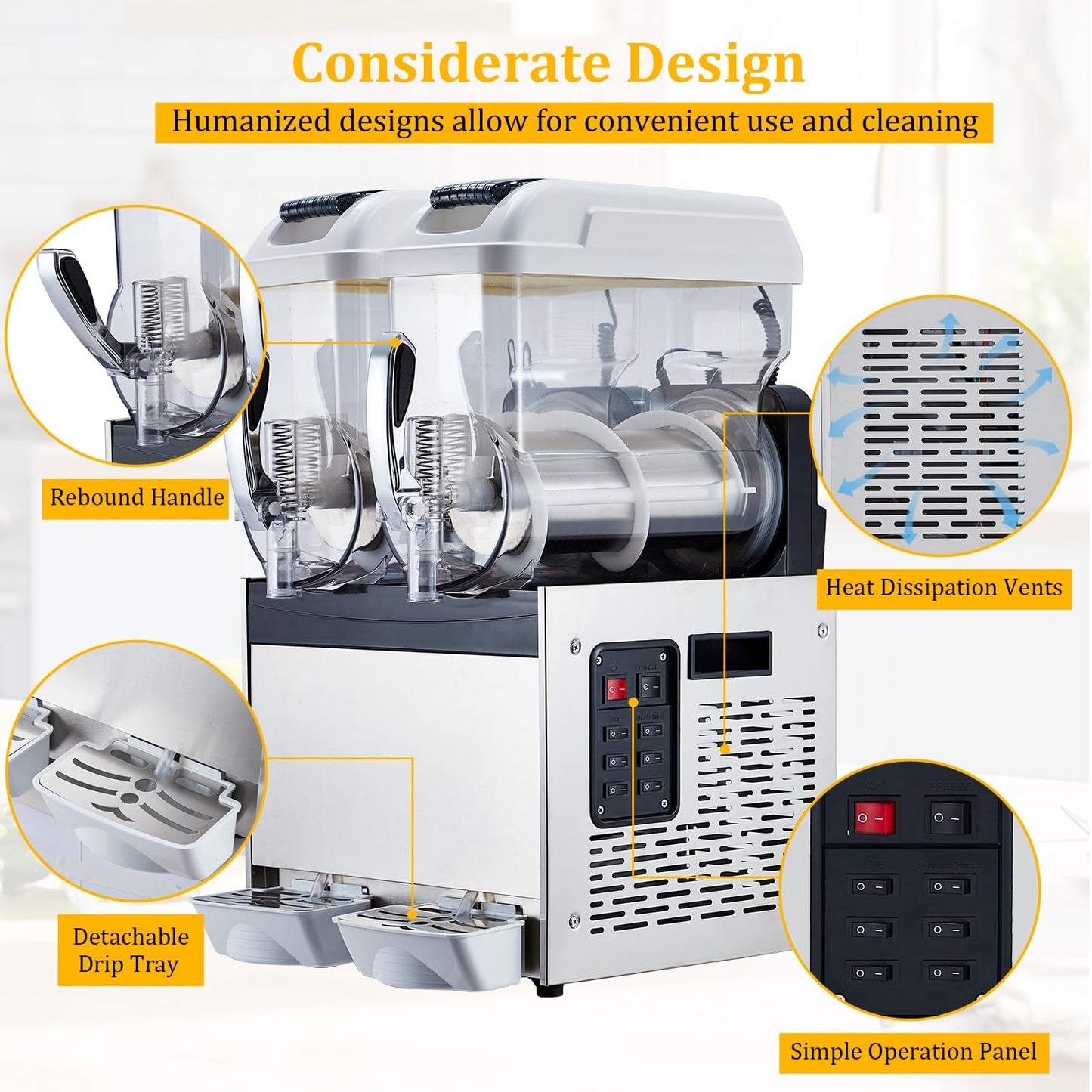 GarveeTech 12 L*2 Commercial Slushie Machine, 700W slushy machine, 6.4 gals cocktail margarita frozen drink machine for home, Electric Large Slushie Machine with Self-cleaning Mode for Restaurant Bar
