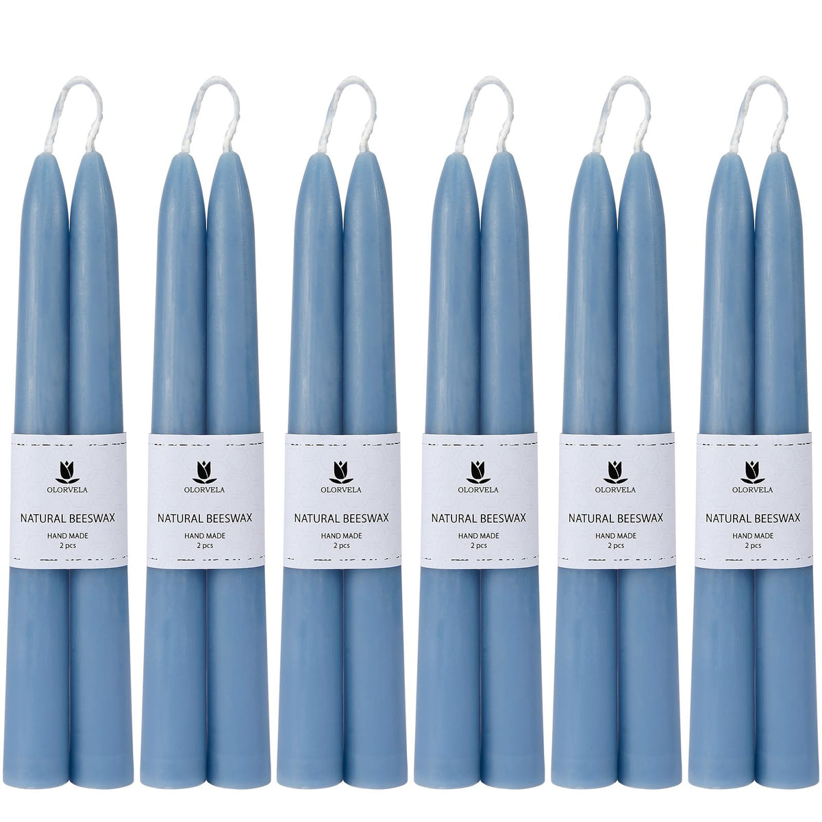 Olorvela Green Beeswax Taper Candles,8" Long Candlestick,smokeless dripless unscented Natural Beeswax Candles.for Gift,Mother's Day (Green, 2 Pack)