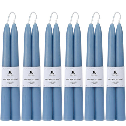 Olorvela Green Beeswax Taper Candles,8" Long Candlestick,smokeless dripless unscented Natural Beeswax Candles.for Gift,Mother's Day (Green, 2 Pack)