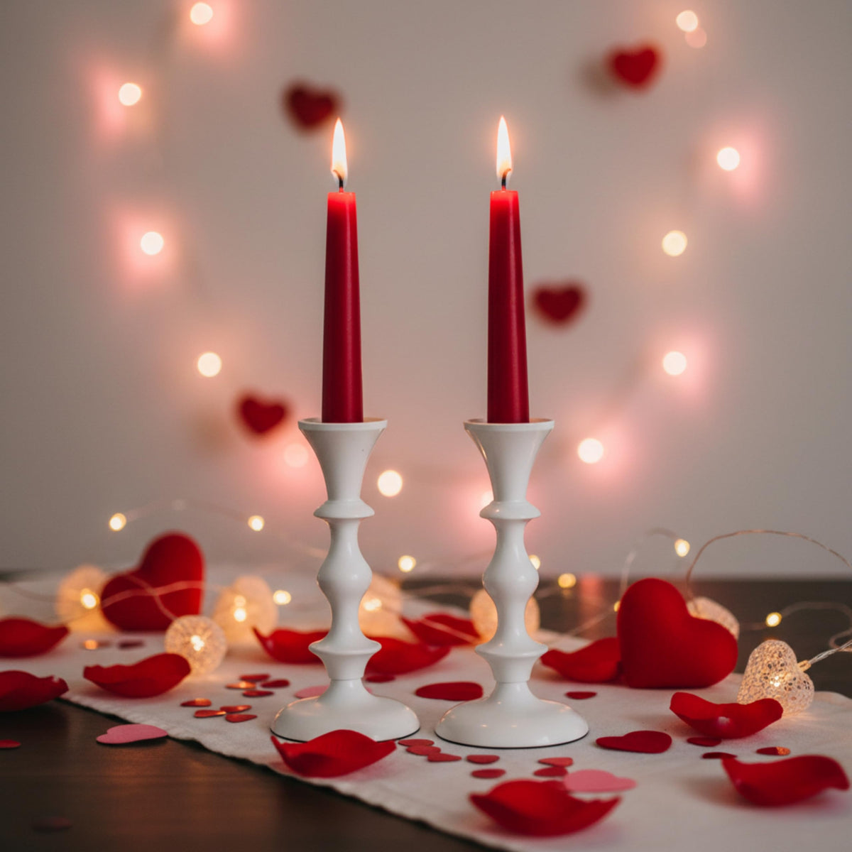 Rely+ White Metal Taper Candle Holders Set of 2 – 5.75" Decorative Candlestick Holders for Table Centerpiece, Home Décor, Dining Table, Wedding & Party Decorations