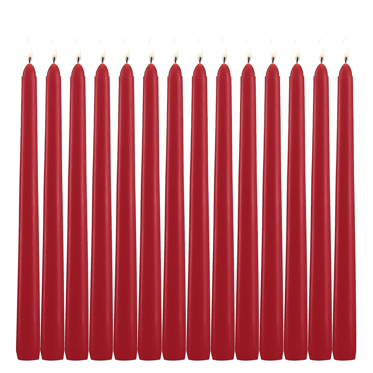 Grcdoyvl 14 Pack Tall Red Taper Candles - 10 Inch Red Dripless, Unscented Dinner Candle - Paraffin Wax with Cotton Wicks - 8 Hour Burn Time.