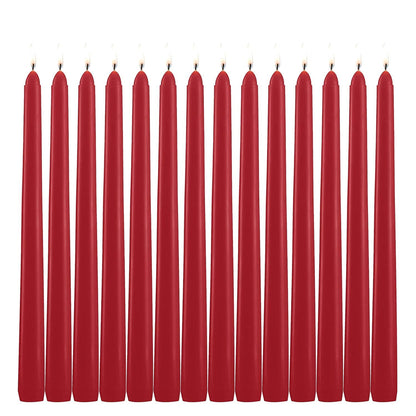 Grcdoyvl 14 Pack Tall Red Taper Candles - 10 Inch Red Dripless, Unscented Dinner Candle - Paraffin Wax with Cotton Wicks - 8 Hour Burn Time.