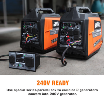 GENMAX Portable Generator,4000W ultra-quiet145cc Engine &Parallel and Series Ready, EPA & CARB Compliant, Eco-Mode Feature, Ultralightweight for Backup Home Use & Camping (GM4000iSAPC)