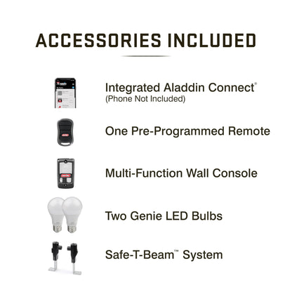 Genie Smart Garage Door Opener with WiFi - Chain Drive with LED Lighting - Works with Alexa, Google Assistant, SmartThings - Includes Remote, Sensors - Model Chain Glide Connect - Black