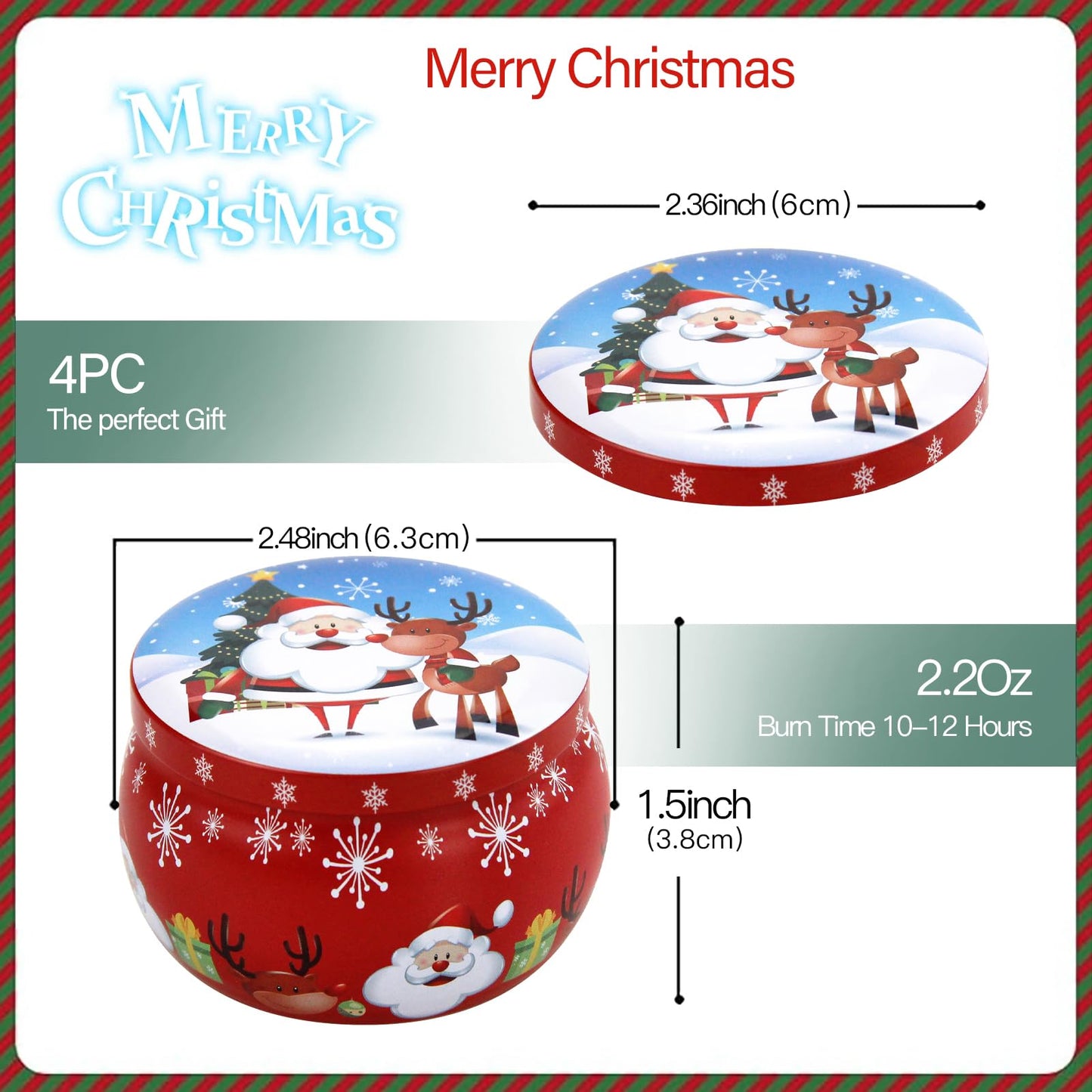 Christmas Scented Candles Gifts for Women 4 Pack, 4.4 oz Soy Aromatherapy Candles for Home Scented Decoration, Long Lasting Jar Candle Set for Her Birthday Gifts Christmas Gift for Christian Friends
