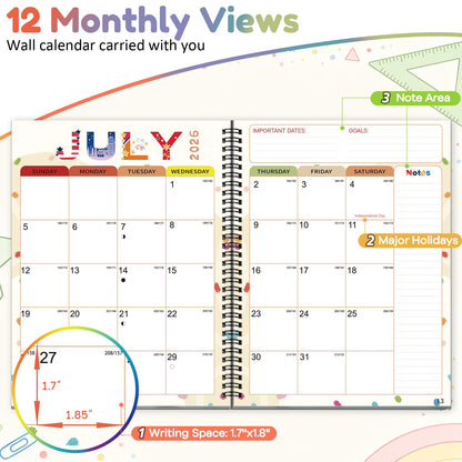 AECCN Teacher Planner 2026-2027 Academic Year, 8.5" x 11" with 7 Period Lesson Plan Book, Weekly & Monthly Planner with 110gsm Thick Paper, Cute School Supplies & Teacher Supplies for Classroom Organization