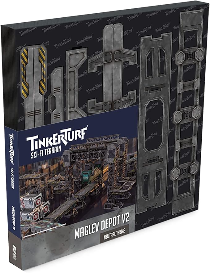 TinkerTurf Sci-Fi Terrain: MagLev Depot v2 Neutral Theme Sturdy Affordable Great-Looking Full-Color Terrain Quick and Easy to Assemble Virtually Limitless Setups