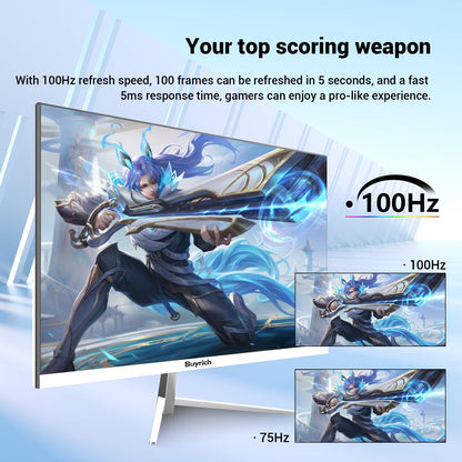 BUYRICH 24 Inch FHD 1080P 100Hz Computer Monitor, Built-in Speakers,VA Panel with 3000:1 Contrast, AMD FreeSync, HDMI Ports, HDR & Low Blue Mode, Ergonomic Tilt for Home Office