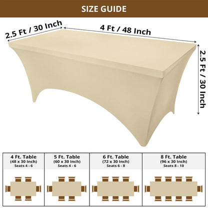 Utopia Kitchen Spandex Tablecloth 2 Pack [4FT, Champagne] Tight, Fitted, Washable and Wrinkle Resistant Stretch Table Cloth Rectangle Cover for Trade Show, Weddings & Parties [48Lx30Wx30H Inch]