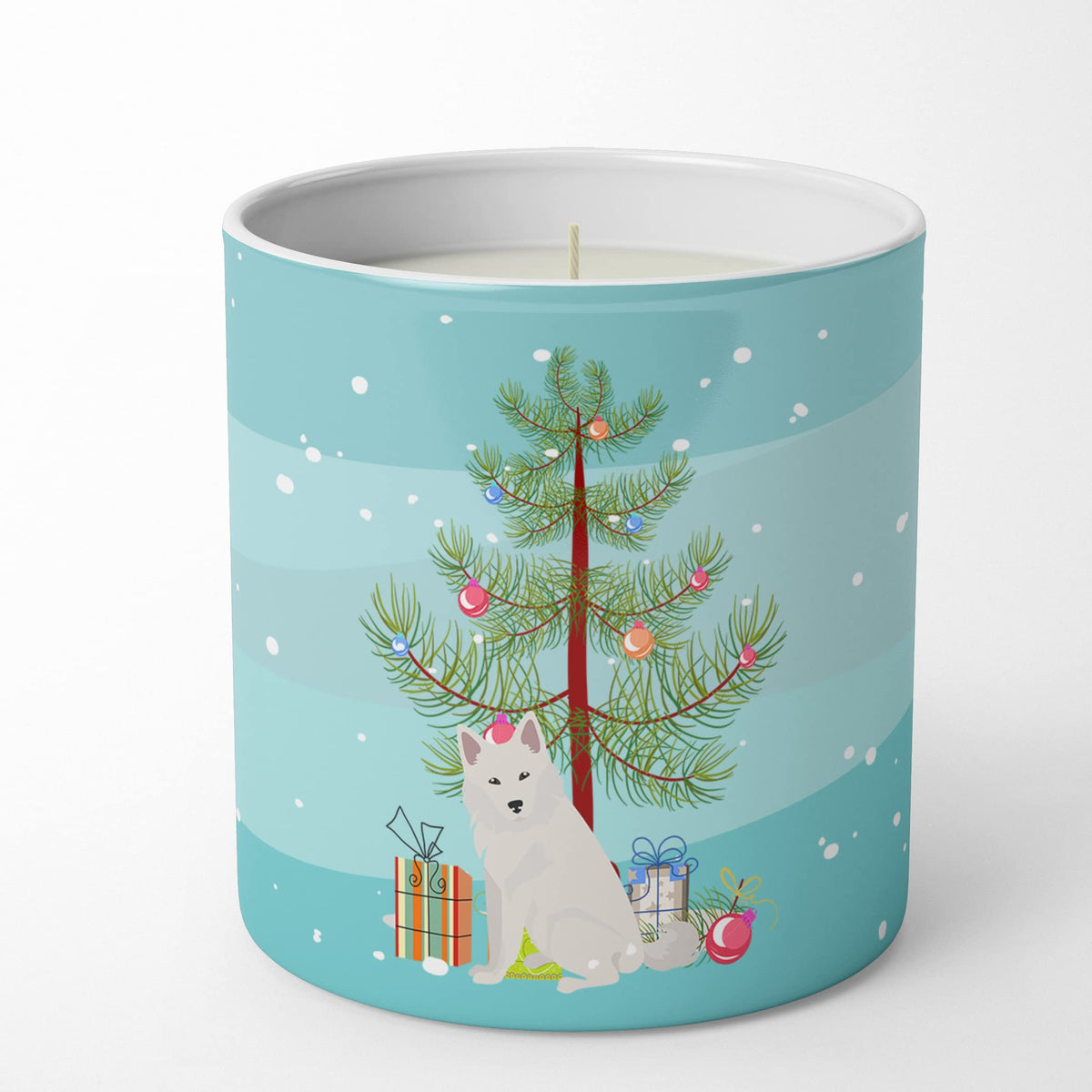 Caroline's Treasures CK3498CDL Danish Spitz Christmas Tree 10 oz Decorative Soy Candle Nature Soy Wax Essential Oil Home Decor Ideal for Bedroom Kitchen Bath Office Gift, 10 oz