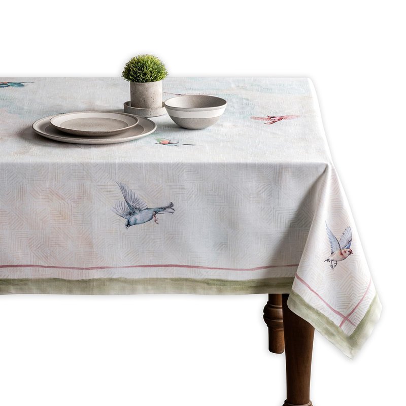 Maison d' Hermine Table Cloth Square Table 100% Cotton 54 x 54 Inches Tablecloth Reusable Decorative for Dining Kitchen Room Farmhouse Home Gifts for Mothers Day Spring Summer - Flying Birds