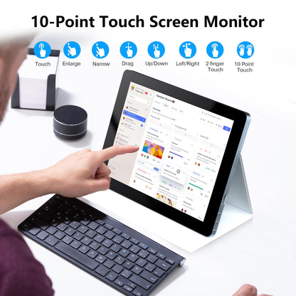 Thinlerain 9.7" 2K Portable Monitor Touchscreen, 2048x1536 IPS Display with 10-Point Touch, HDMI & Dual USB-C, CNC Aluminum Body, Built-in Speaker, Protective Case for PC/Phone/Travel/Home Office