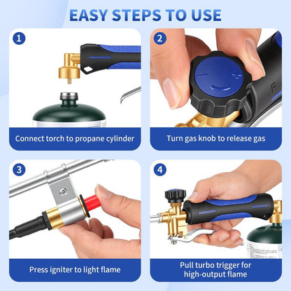 Propane Torch Weed Burner Propane Burner Weed Torch Heavy Duty Blow Torch 31"Flamethrower with Self Igniter and Turbo Trigger for Weeding Roofing Road Ice Melting BBQ(Fuel Cylinder Not Included)