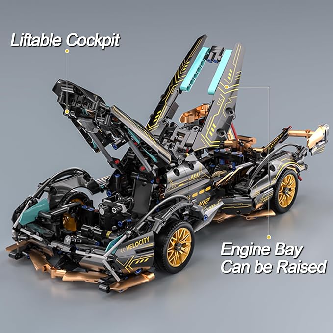 Sport Car Building Block Sets for AdultsRace Car with LED Lights Collectible 1:14 Model Scale Engineering Toy Birthday for Men Teens Boys 8+ 8-12 12-16 12 13 14