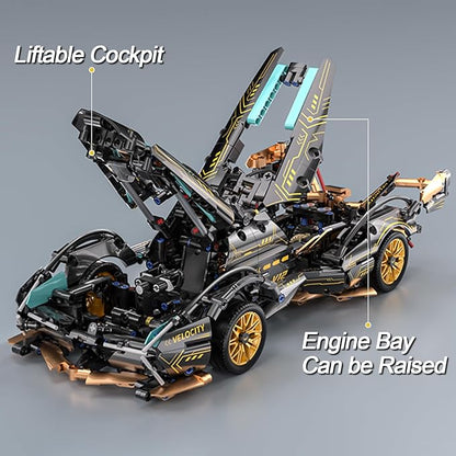 Sport Car Building Block Sets for AdultsRace Car with LED Lights Collectible 1:14 Model Scale Engineering Toy Birthday for Men Teens Boys 8+ 8-12 12-16 12 13 14