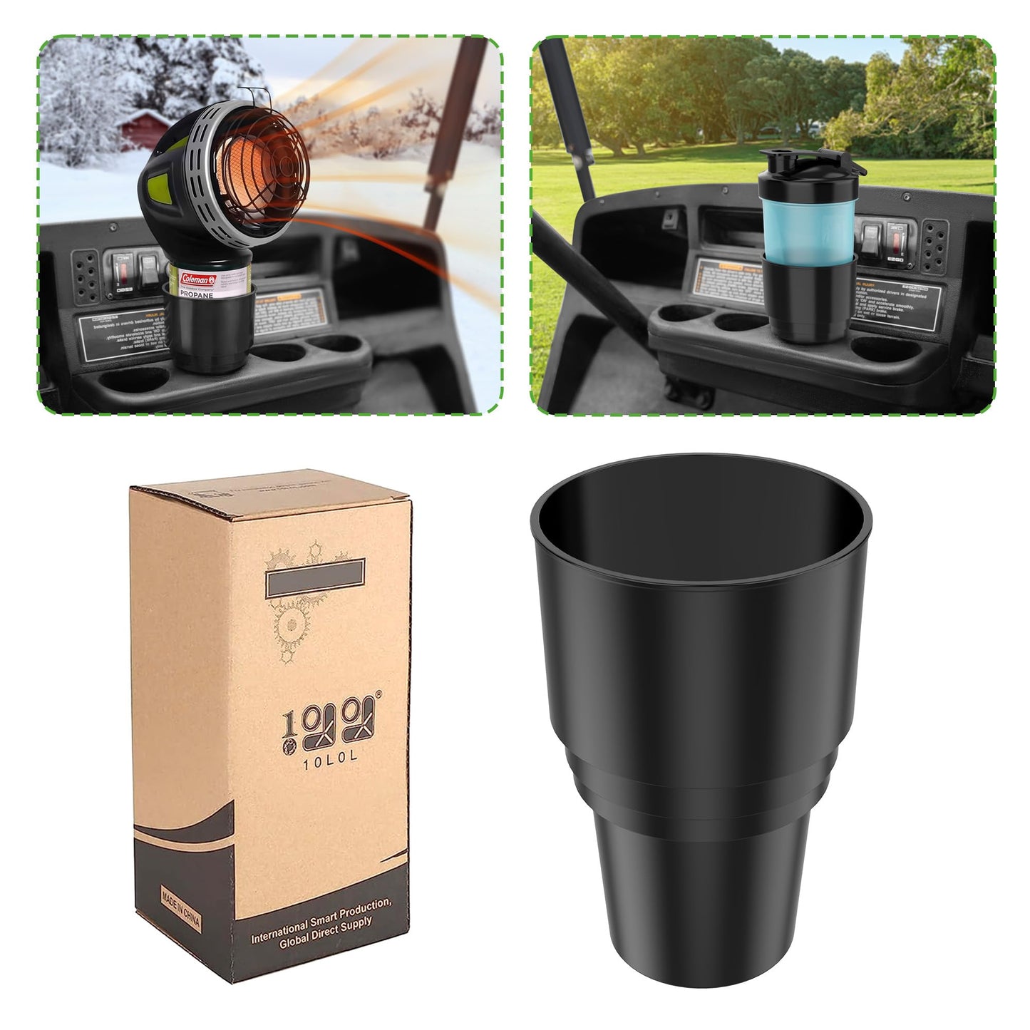 10L0L Universal Golf Cart Heater Propane Cup Holder for Yamaha EZGO Club Car, Material Upgrade Replacement Holder for 16.4 oz Portable Propane Heater Camping Gas Cylinder Black (1 Pack)