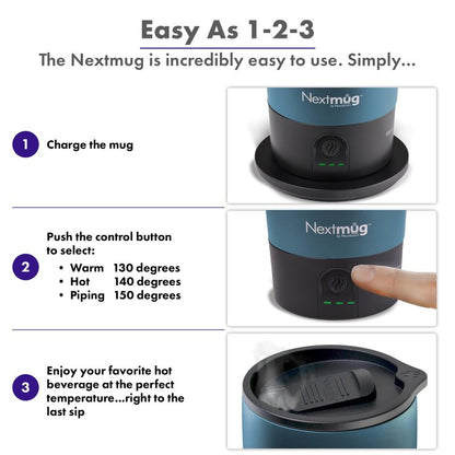 Nextmug Ultra - Temperature-Controlled, Self-Heating Travel Mug (Slate Blue - 24 oz.)