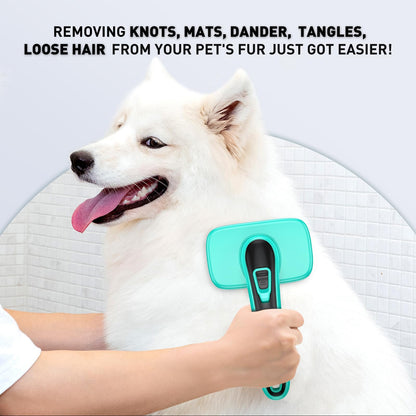 WOPQAEM Dogs Self Cleaning Slicker Brush for Shedding & Grooming Short Long Haired Pets, Removes Loose Fur, Undercoat, Mats, Tangled for Large Medium Small Sensitive Skin of Cats. Easy to Cleaning