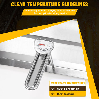 AF45 Commercial Deep Fryer Filter with Thermometer, 13.75" x 13.75", 304 Stainless Steel, Capture Grease & Debris Above 550 Microns, Extend Oil Life by 40%, Ideal for Commercial Kitchens & Restaurants