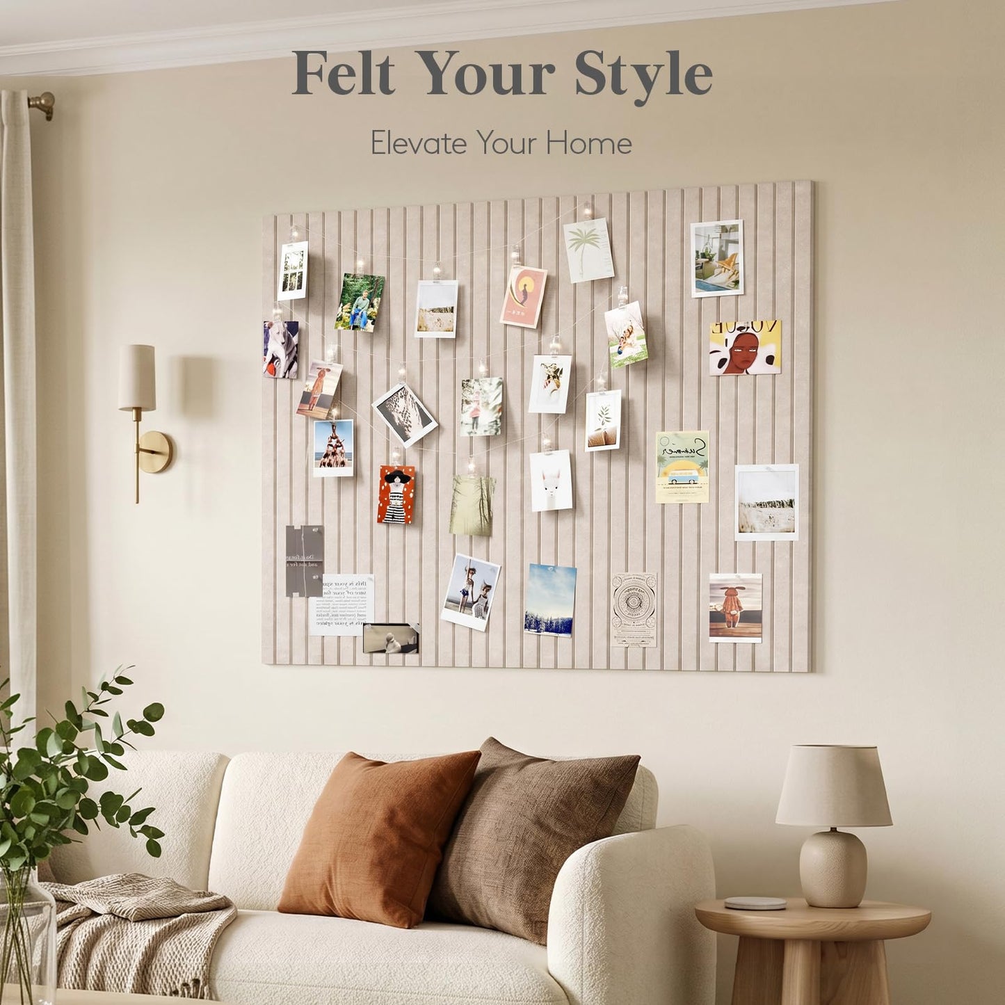 Lifewit Felt Slatted Bulletin Board, 12 Pack Self-Adhesive Panel, 48"x 36" Total Size, Cork Board Alternative, Pin Message Board with 30 Pushpins for Room and Office Decor, Home, Dorm, Gray
