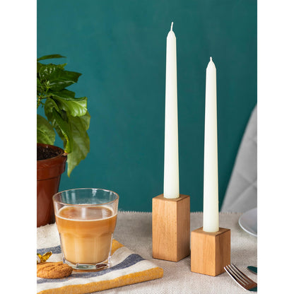 CANDWAX Ivory Taper Candles 8 inch Dripless - Set of 4 Tapered Candle Ideal for Dinner - Smokeless and Unscented Candlesticks Long Burning