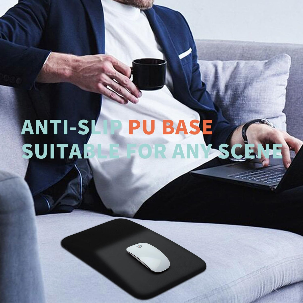 Kuosgm Large Ergonomic Mouse Pad Wrist Support, Carpal Tunnel Pain Relief Mousepad Wrist Rest, Wrist Pad for Mouse with Gel Memory Foam for Computer & Wireless Mouse(Black, 13x8 inch)