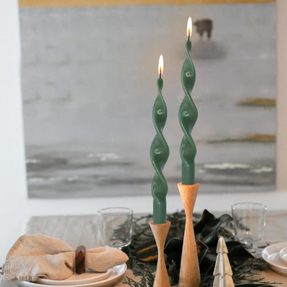 Christmas Candles Spiral Taper Candle Green Candle Sticks Dinner Twisted Candlesticks Unscented Tapered Candles for Home Décor Weddings Festive Seasons Holiday