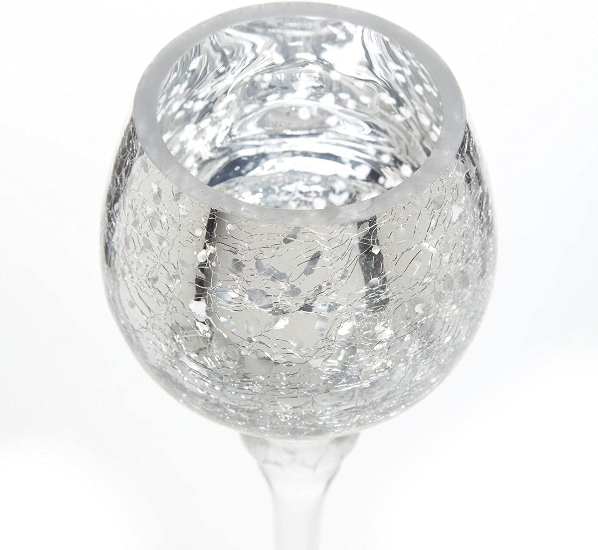 Hosley Set of 3 Metallic Crackle Glass Tealight Holders – 12", 10", 9" Elegant Home Decor, Ambient Lighting, Stylish Centerpieces & Gift Idea