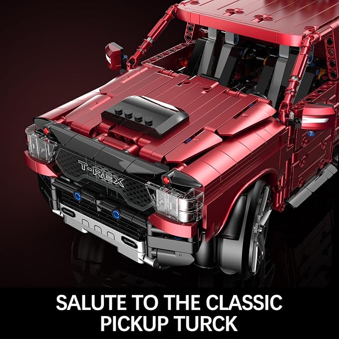 Remote Control Building Kit Off-Road T-Rexs Truck Model Red 1349 Pieces Adult Collectible Display Set 18x12x6.5 Inches14+