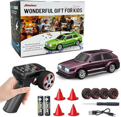 Mini RC Drift Car 1/43 with Gyroscope 4WD Full Proportional RC Car 2.4GHZ Hobby Grade Remote Control Cars RTR Model Vehicle 20+KM/H High Speed for Hobbyists Kids Adults (Maroon)
