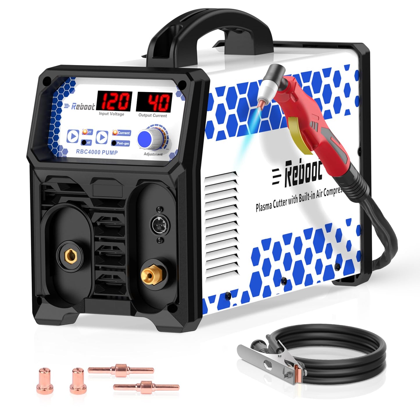 Plasma Cutter With Built In Air Compressor 40A 120V IGBT Inverter Digital Cutting Machine with Consumables fits Torch PT31 LG40